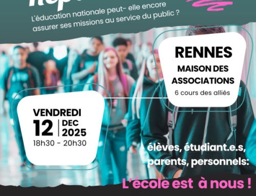 Réunion Publique « Réparer l’école » le 12 décembre, co-organisée par la FSU35