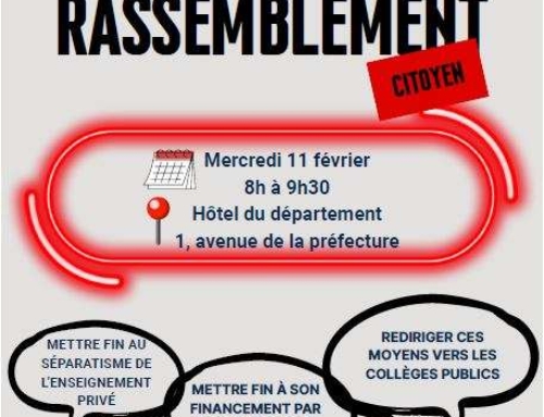 Financement des collèges privés : la FSU35 interpelle les conseillers départementaux. Action devant le CD35 8h le 11/02/26