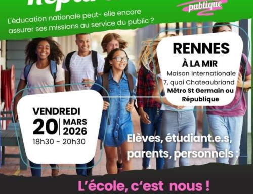 2e Réunion Publique « Réparer l&rsquo;école » le 20 mars, co-organisée par la FSU35